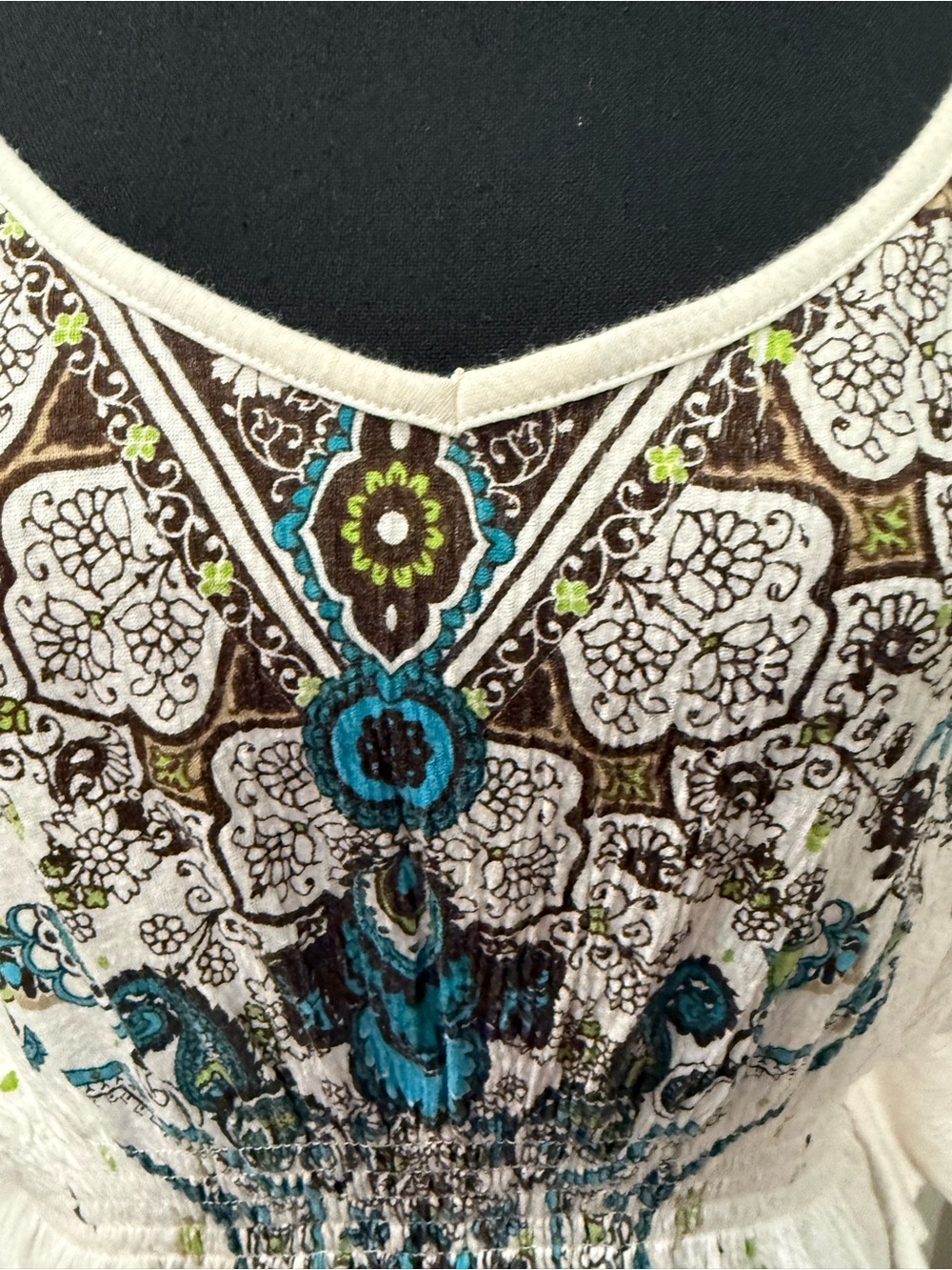 Cato XL Boho Paisley Peasant Top Crochet Lace Batwing Sleeve Blouse White - Picture 3 of 11